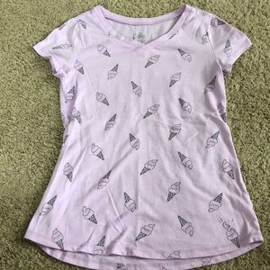 Purple V-neck graphic tee